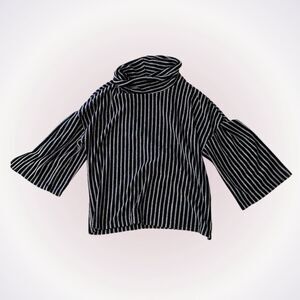 W5 Black and Tan Striped Boxy Fit Turtleneck | Sz S